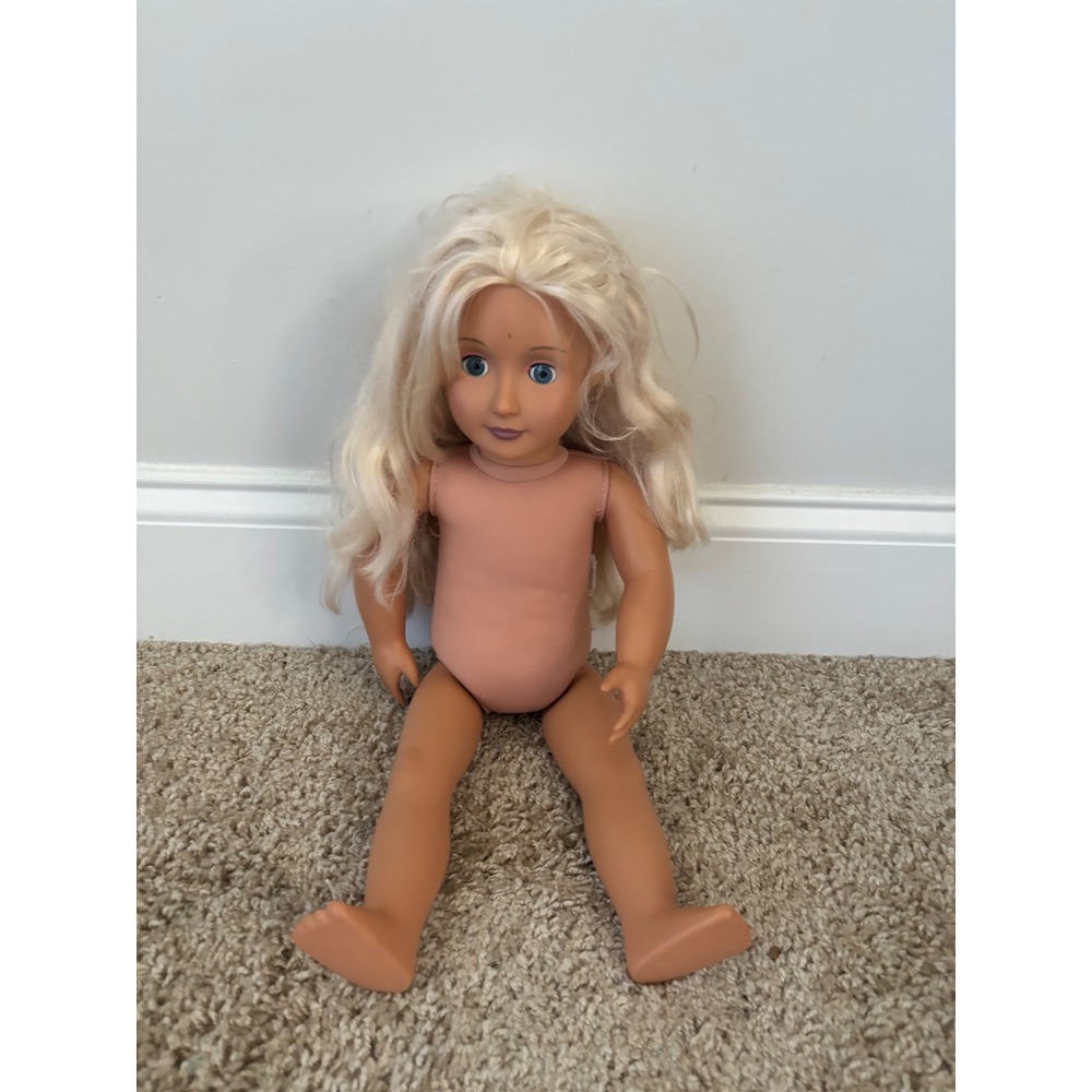 Our Generation Battat 18 Inch Doll Blonde Hair Blue Sleep Eyes Fabric Body